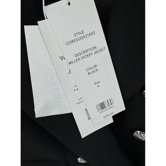 Veronica Beard Miller Blazer Black Double Breasted Silver Button Jacket 4 NEW - Picture 9 of 15